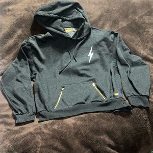 AVIATOR NATION: Bolt Stitch  Unisex Hoodie. Size Small. Charcoal color.